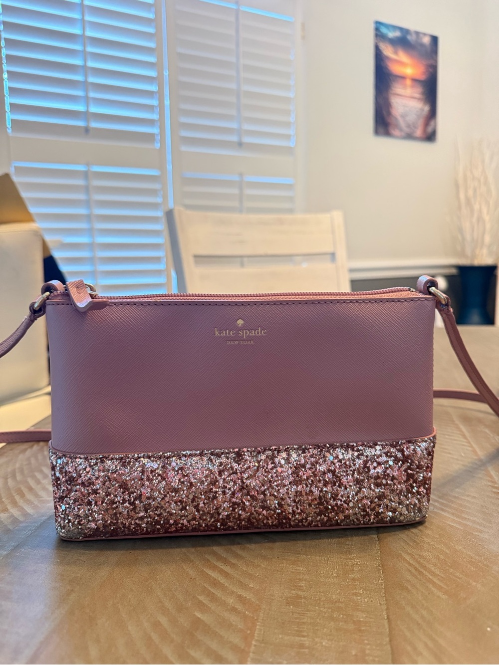 kate spade Pink Glitter Trim Crossbody Bag